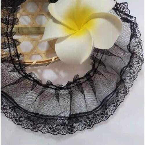 1Yards Pleated Mesh Lace Fabric Guipure Crafts Wide 6cm Lace Trim Applique Collar Ribbon Sewing Laces For Dress dentelle PL01