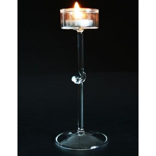 1PC 2016 Newest Romantic Transparent High Foot Shape Glass Candle Holder Wedding Home Decor With One Candle JY 1182