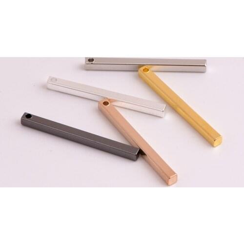 10PCS / Copper 2 * 25mm single hole stamping blank charm rectangular rectangle strip charm for DIY jewelry making accessories