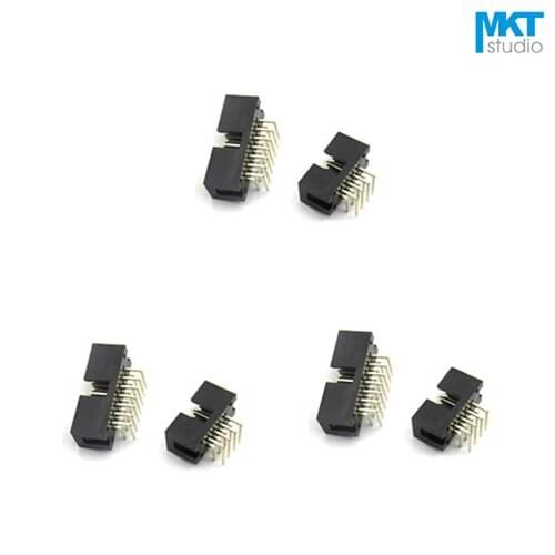 100Pcs Right Angle Pins 2.54mm Pitch DC3 Male IDC Connector Socket ISP JTAG Header Shrouded With Notch Key 6P 8P 10P