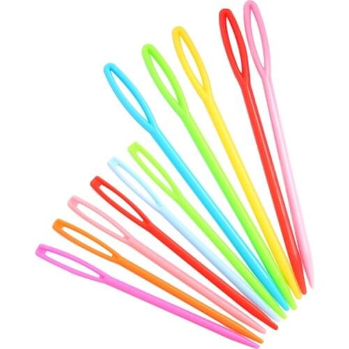 20pcs Mixed Color 7cm/9cm Plastic Knitting Sewing Needles Crochet Hooks Wool Yarn Needle Children DIY Craft Sweater Weaving Tool