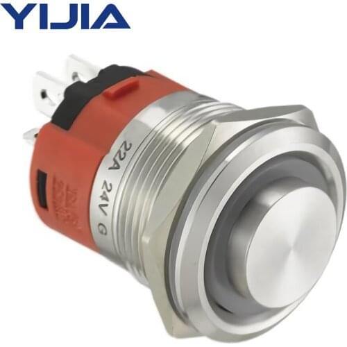2NO 22mm 15ALatching All New Design 12V LED Waterproof Stainless Steel Push Button Switch GQ22AH-11EZ/S