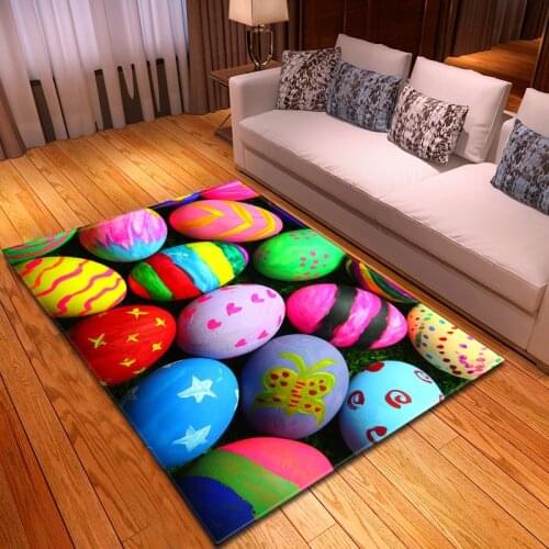 3D Easter Eggs Carpet Home Decoration Parlor Area Rugs Flannel Anti-slip Children Play Floor Mat Rectangular Living Room Carpets