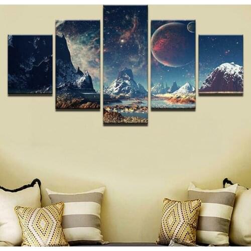 5 Pcs Another World Fantasy Abstract Space Canvas Pictures Print Wall Art Canvas Paintings Wall Decor for Living Room Unframe