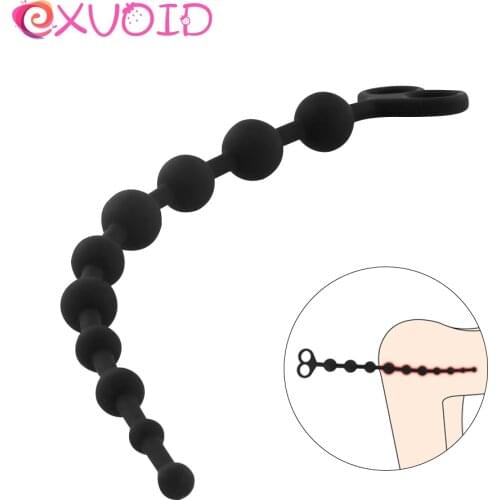 EXVOID Silicone Long Anal Plug Butt Plug for Beginner 10 Balls Sex Toys for Men Women Anal Beads Vagina Open Prostate Massager