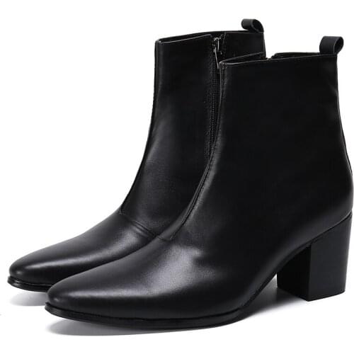 Christia Bella Handmade Fashion Pointed Toe Men Genuine Leather Business Short Boots Party Formal Mens Big Size Zip Ankle Boots