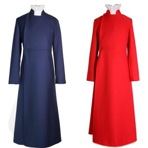 Cosplaydiy Custom Made Child Kids Pure Red Blue Choir Cassock Cosplay Costume Robe Pastors Cassock With Whit Tie L320