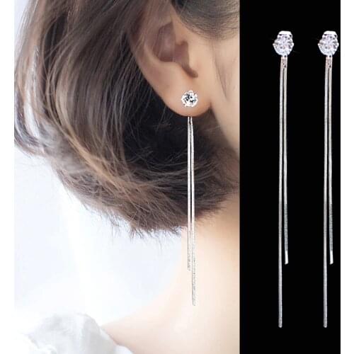 Zircon Crystal Tassel Long Earrings For Women New Punk Dangle Earrings Female Elegant Party Jewley Trendy Accessories 2020