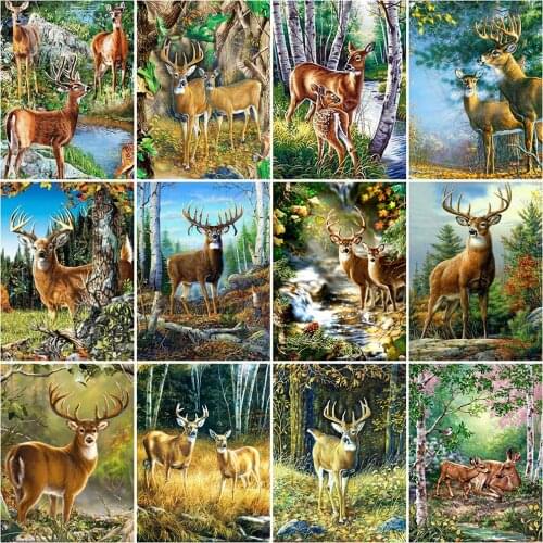 Evershine Diamond Painting Animals Cross Stitch Kit Full Square Round Diamond Embroidery Deer Pictures Of Rhinestones Handicraft
