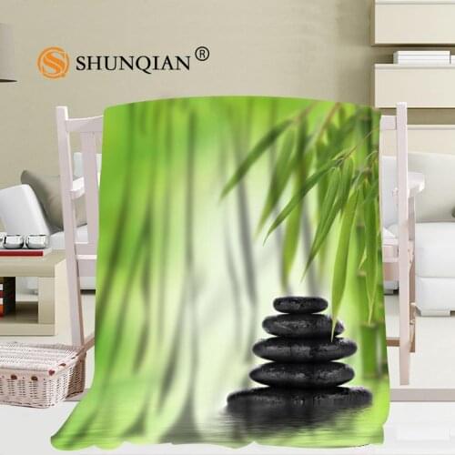 Custom bamboo and stone blanket Flannel Fabric56x80inch 50X60inch 40X50inch Sofa Bed Throw Blanket Kid Adult Warm Blanket