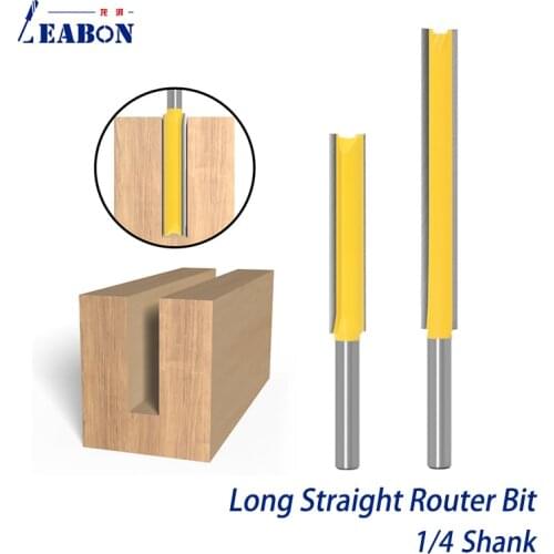 1/4'' 6.35mm Shank Long Straight Router Bit for Wood Two Flutes Milling Cutter Tungsten Carbide Engraving Machine