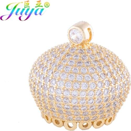 Juya DIY Tassels Findings Handmade Crown Shape Decorative Tassels Bead Caps Accessories For Women Pearls Necklace Jewelry Making