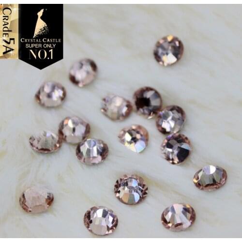 Crystal Castle Light Peach Attractive Elegant Bridal Glass Beads Flatback Strass Crystal Hotfix Rhinestones For Wedding Dress