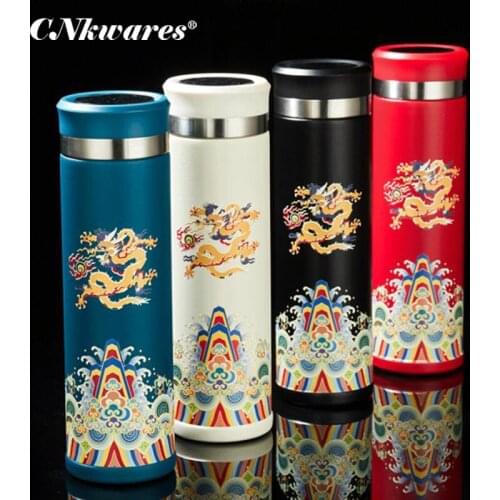 Intelligent Chinese Style Thermos Cup Forbidden City Dragon Portable Men Women Tea Cup Temperature Display Water Bottle 500 ml