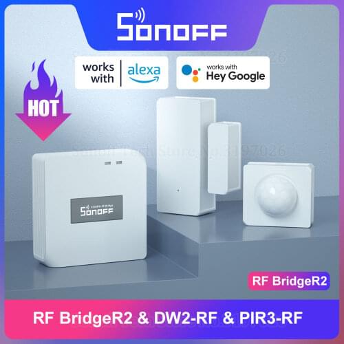 Itead Sonoff RF Bridge 433MHz with DW1 PIR2 Door Window Sensor Smart Home Automation Kits Home Security Solution via eWeLink