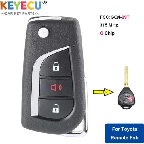 KEYECU Upgraded Flip Remote Key for Toyota Matrix 2014, Venze 2009 2010- 2013, Fob 3 Buttons - 315MHz - G Chip - FCC ID: GQ4-29T