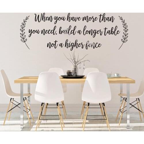 When You Have More Than You Need Build A Longer Table Not A Higher Fence Quotations Wall Stickers Living Room Art Poster EA999