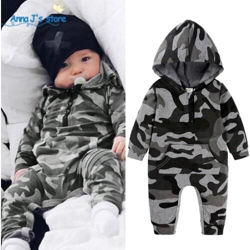 Christmas Spring Autumn Baby Clothing Newborn camouflage Rompers 0-24m Infant Jumpsuit Baby hooded Costumes Pajamas ppy520
