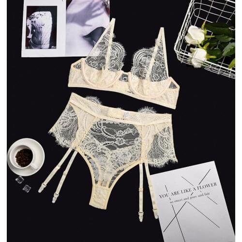 Yimunancy 2-Piece Lace Bra Set Women Bra Underwire + Panty Underwear Set Ladies Sexy Lingerie Set