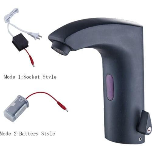 Brass White Sensor Bathroom Faucet Sensor Basin Faucet Bathroom Faucet Sink Basin Tap Hot Cold Mixer Crane Battery/Socket Style