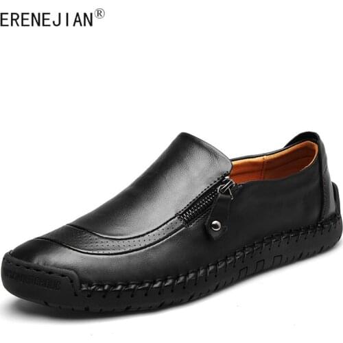 ERENEJIAN Mens Fashion Slip-On Loafers Casual Comfortable Driving Shoes For Male Leather Flat Footwear