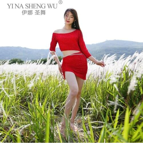 Belly Dance Set Short Skirt New Female Sexy Sequins Practice Clothes Set Summer Elegant Profession Performance Exercise Clothing