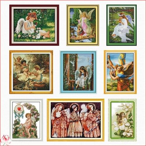 Angels Love Series Cross Stitch Kit DIY Pattern 14CT 11CT Embroidery Set Handmade Needlework Home Decoration Craft Painting
