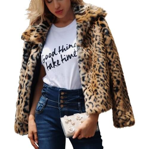 F0023 European and American New Autumn & Winter Clothes FURRY COAT Spot Leopard Overcoat Female Faux Fur Coat