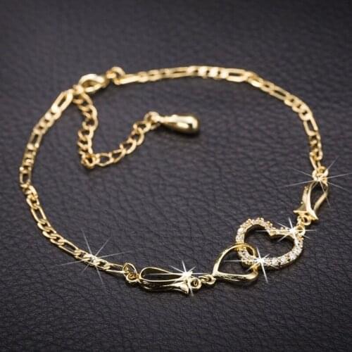New Bracelet Fashion Micro-Inlaid Hollow Heart-Shaped Zircon Bracelet Crystal Chain Lady Anklet Female Fashion Gifts Jewelry