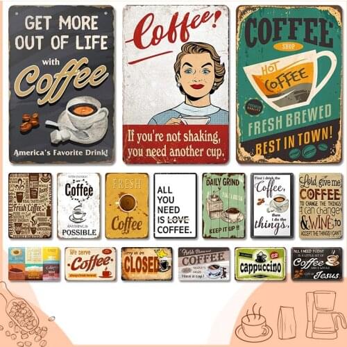 \Get More Out Of Life With Coffee\ Metal Tin Sign Bar Pub Cafe Motel Restaurant Man Cave Motel Wall Decor 8 x 12 Inches
