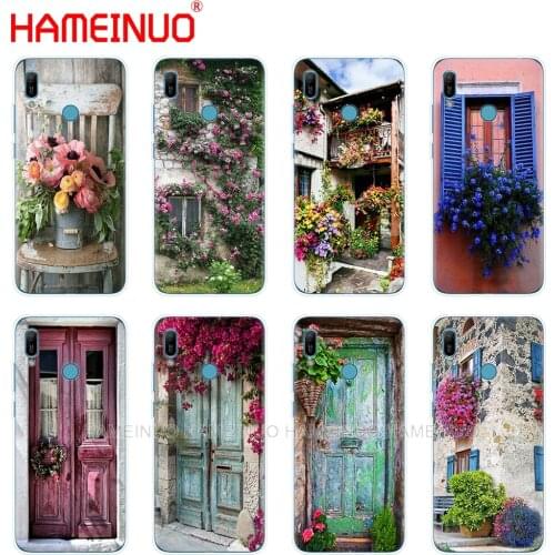 Silicon phone cover case for huawei Y5 Y6 Y7 Y9 PRO PRIME 2019 honor 8s 8a 20 LITE PRO 10i view 20 V20 With Flowers At Windows