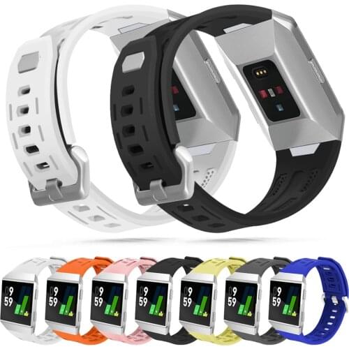 Replacement Silicone Bracelet Strap Stainless Steel Buckle Watchbands For Fitbit Lonic Sports Breathable Watch Band Strap