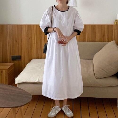 Retro lazy ladies dress 2020 summer nightgowns new oversize loose long nightdress women nightwear hong kong style night shirt