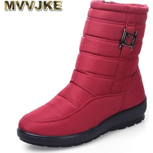 MVVJKE Winter Boots Mother Shoes Antiskid Waterproof Flexible Women Fashion Casual Boots Plus Size