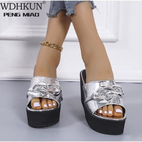 Best Sale Top Cowhide Platform Summer Shoes Women Sandals Slippers 2021 Fish Head Wedges Sandals High Heels Shoes Summer Sandals