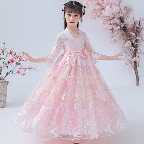 Chinese Traditional Hanfu Costume Girls Ancient Han Dynasty Dress Oriental Princess Dress Kids Elegance Tang Dynasty Dance Wear