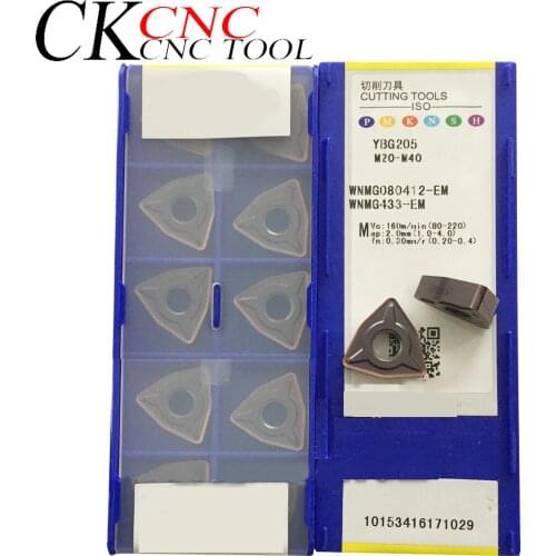 10pcs WNMG080412-EM YBG205 CNC lathe outer round peach-shaped CNC car blade finishing stainless steel special