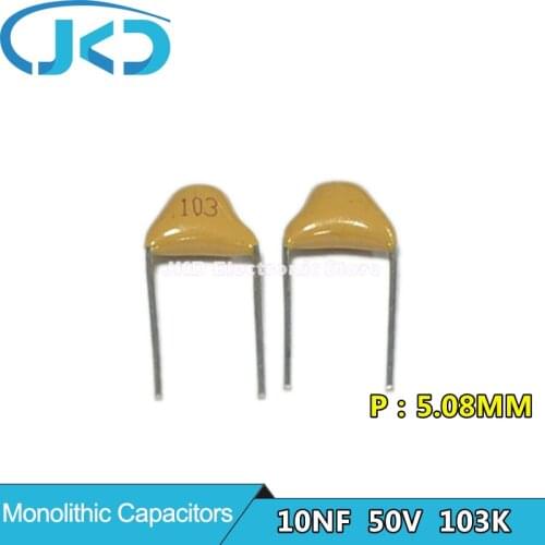100Pcs 50V 10NF 103 Monolithic Ceramic Capacitor