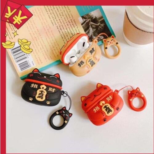 100pc Lucky Cat Soft Silicone Earphone Case For Apple Airpods Pro Shockproof Cover For AirPods 3 Cases Earphones Protective Case