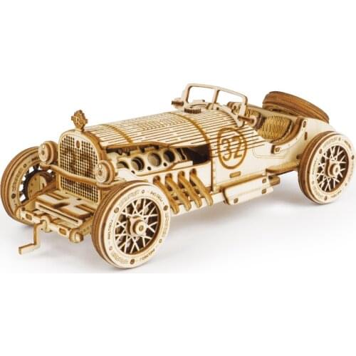 Robotime 220pcs DIY Roadster Model Movable 3D Grand Prix Car 1:16 Classic Wooden Model Building Kit Assembly Toy Gift Decor