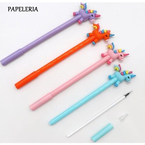 4PCS/Set Kawaii Rainbow Unicorn Gel Pen Flamingo Pen for Student Writing Tools School Supplies Stationery Children Gifts