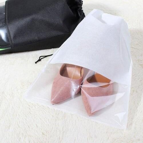 500pcs Portable Tote Drawstring Non-woven Travel Bags Clothing Shoes T-shirt Storage Bags with Transparent Window ZA5314