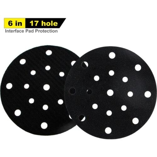 6 Inch 17 Holes Interface Pad Protection Disc Black for Protecting Sanding Pad - Hook and Loop