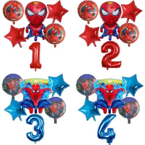 6pcs Spiderman Foil Helium Balloons 30 Inch Number Boy Party Inflatable Ball Birthday Party Decoration Kids Toys Star Air Globos