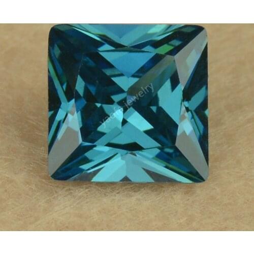 Zircon 5A Alexandrite 8# Blue Green Color Change Stone Synthetic Cubic Zirconia Square Shape Princess Cut CZ Gems For Jewelry