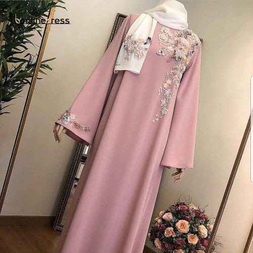 Bbonlinedress Abaya Dress Flower Plus Size Muslim Arabic Hijab Evening Dress Dubai robe caftan marocain Soiree