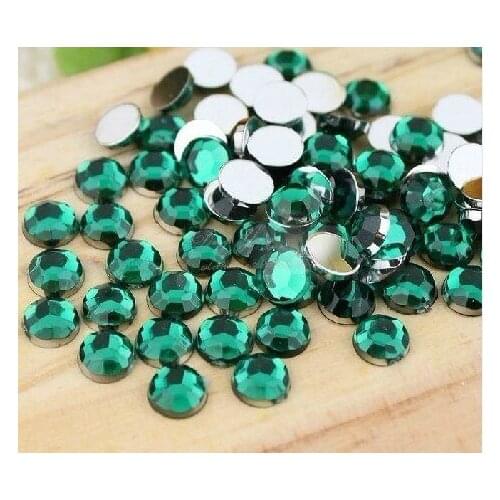 Free Shipping ! 1000 pcs/ lot Top quality 10mm Green color flatback Acrylic Rhinestone gems for Cloth shoe decoration accessary