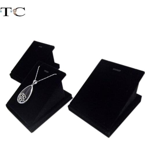 6PCS/LOT Wooden Black Velvet Jewelry Display for Necklace Pendant Stand Holder