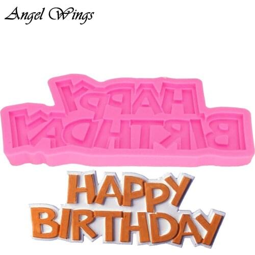 DIY Happy birthday letter form Silicone Molds Fondant Cake Decorating Tools Gumpaste Chocolate Cupcake Candy Clay Moulds F1332