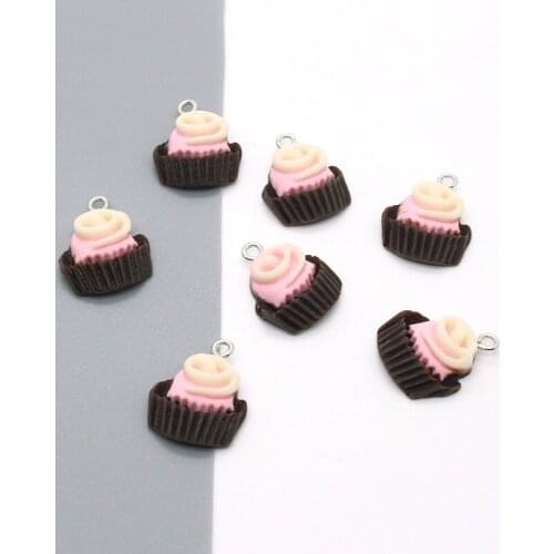 10pcs Kawaii Resin Flatback Cupcake Earring Charms Diy Cute Food Pendants For Phone Keychain Bracelet Jewelry Accessory Make